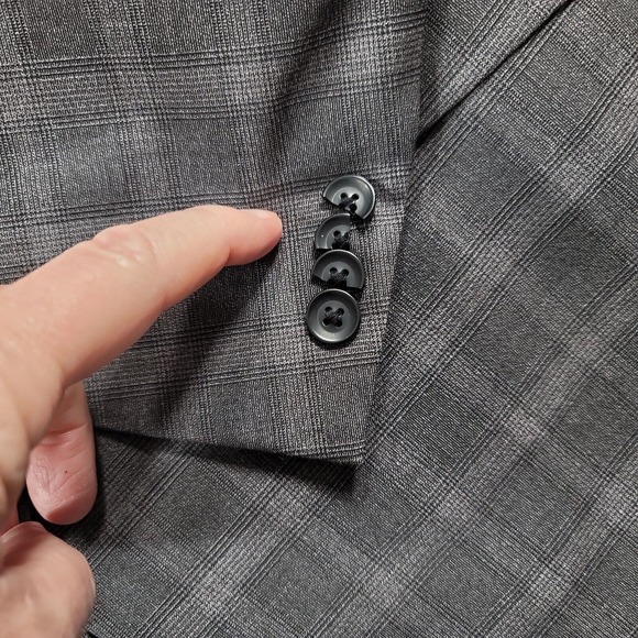 Kenneth Cole Grey Windowpane Plaid Suit Jacket Mens 38R‎ 38 Glen Plaid - Picture 6 of 11